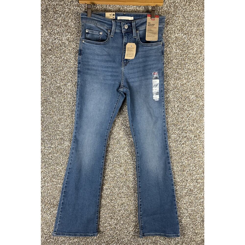 Levi's Blue Medium Wash 725 High Rise Bootcut Jeans Denim Womens 28 x 30 New